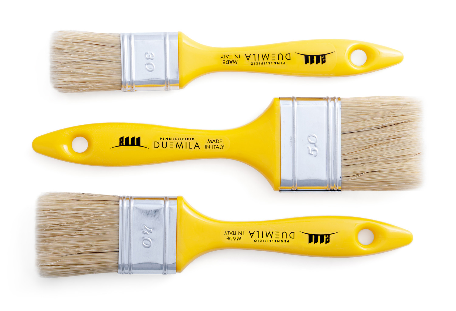 SET DI 3 PENNELLI PENNELLI PITTURA MANICO IN PLASTICA KIT PENNELLI PER MURI PARETI CANCELLI RINGHIERE LEGNO DIMENSIONI 30-40-50 MM