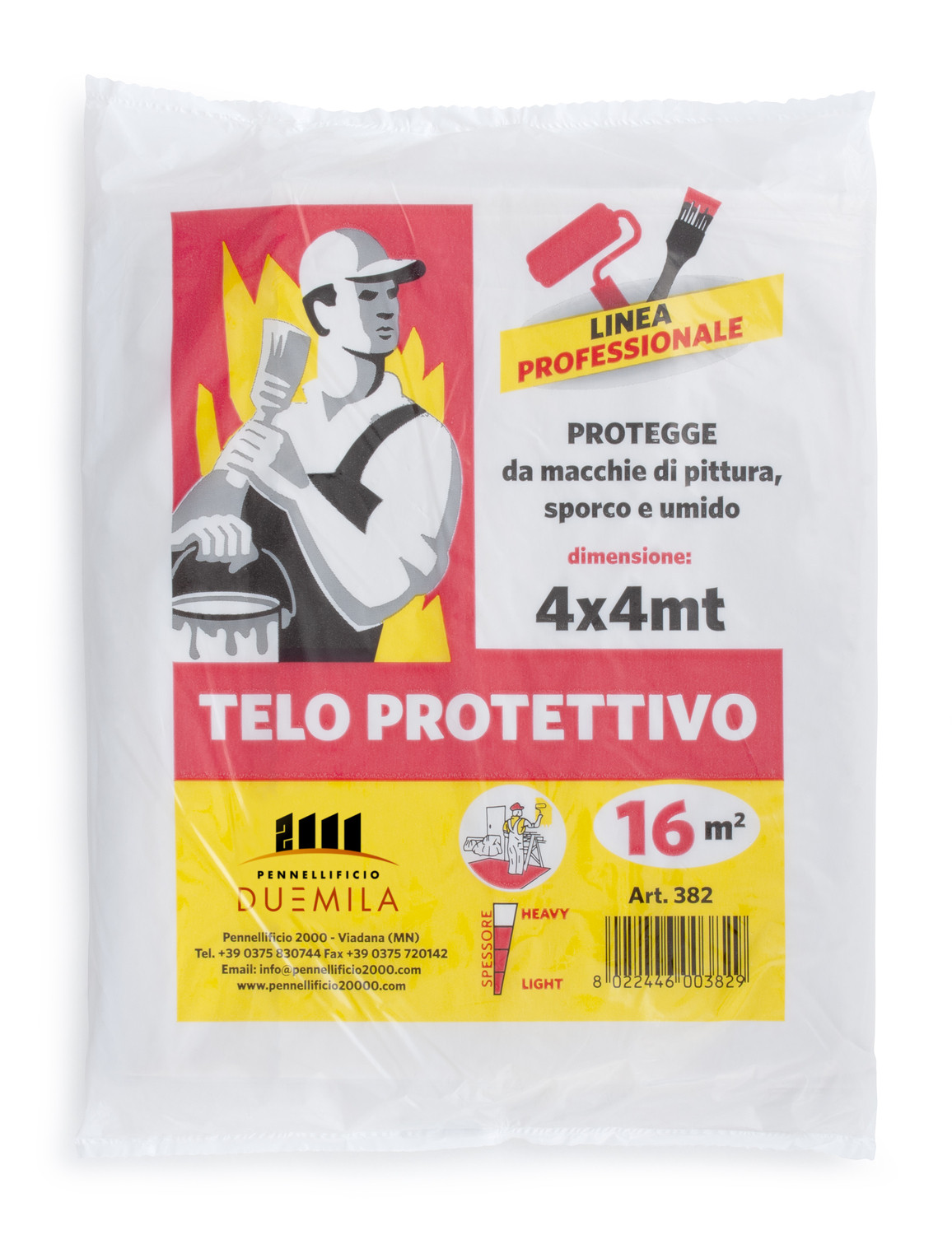 TELO COPRITUTTO IN PLASTICA TELO PROTETTIVO ANTIGOCCIA PROTEGGE DA MACCHIE DI PITTURA SPORCO UMIDO 4X4 METRI 16 MQ GRAMMATURA: 340 GR