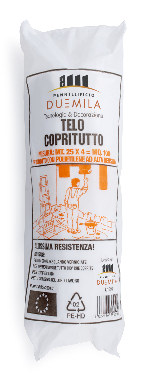 BOBINA TELO COPRITUTTO IN POLIETILENE AD ALTA DENSITÀ TELO PROTETTIVO ANTIGOCCIA PROTEGGE DA MACCHIE DI PITTURA COPERTURA MACCHINA 4X25 M 100 MQ 670 GR 